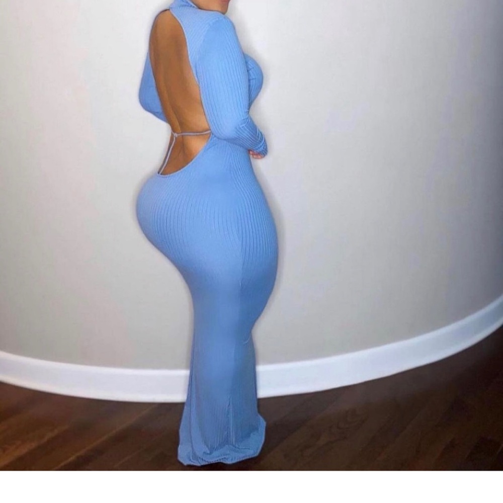 Blue midi sexy dress